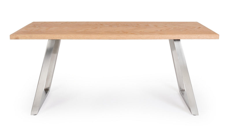 Tavolo "Dukat" con piano in MDF impiallacciato, gambe in acciaio da 180 x 90 x 76 cm
