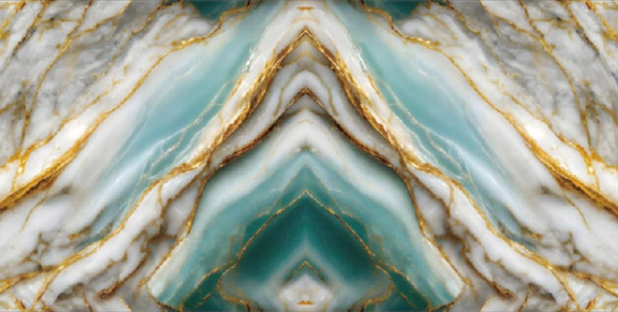 Pannello Adesivo Effetto Marmo Venature Bianco Oro Turchese Verde Acqua 120x300cm Pareti