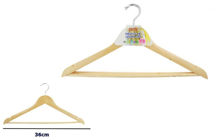 Set 3pz Grucce Stampelle Appendiabito In Legno Vestiti Pantaloni Giacche 36cm 10449
