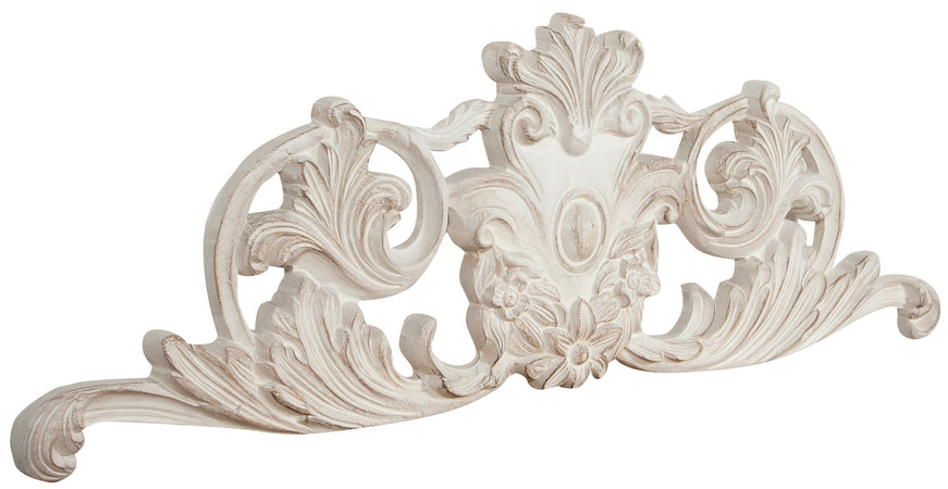 Biscottini Sopraporta in legno finitura bianco anticato L98xPR4xH33 cm Made in Italy