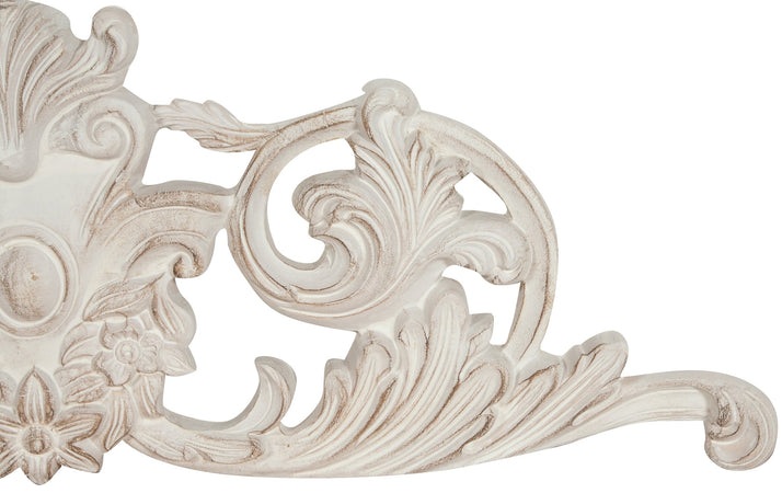 Biscottini Sopraporta in legno finitura bianco anticato L98xPR4xH33 cm Made in Italy