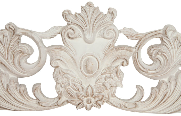 Biscottini Sopraporta in legno finitura bianco anticato L98xPR4xH33 cm Made in Italy