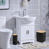 Set Accessori Bagno In Bambù 6pz Moderno Neri Bidone Spazzatura Portasapone Dispenser