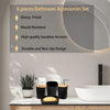 Set Accessori Bagno In Bambù 6pz Moderno Neri Bidone Spazzatura Portasapone Dispenser