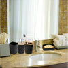 Set Accessori Bagno In Bambù 6pz Moderno Neri Bidone Spazzatura Portasapone Dispenser