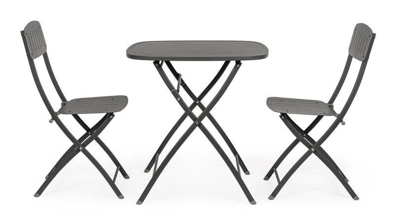 Set tavolo con 2 sedie "Bistrot" in acciaio verniciato per esterno