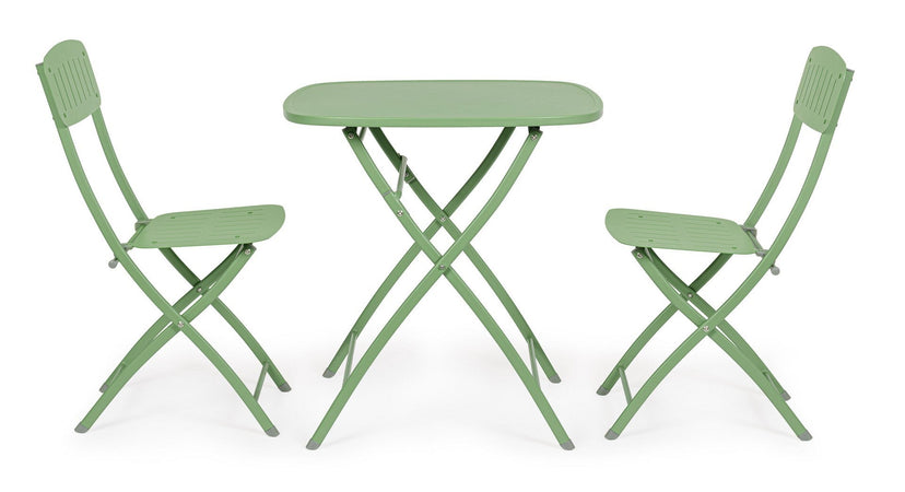 Set tavolo con 2 sedie "Bistrot" in acciaio verniciato per esterno