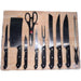 Set 11pz Con Coltello Da Pane Cucina Carne Versatile Tagliere In Legno Forbici Forchetta