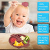 Set Pappa Svezzamento Bambini 6pz Piatto Con Ventosa Ciotola Cucchiaio Bavaglino Tazza