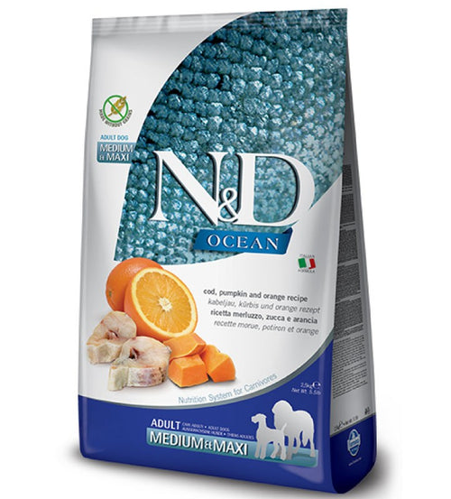 Farmina N&D Ocean mangime secco Adult Medium Maxi merluzzo zucca e arancia