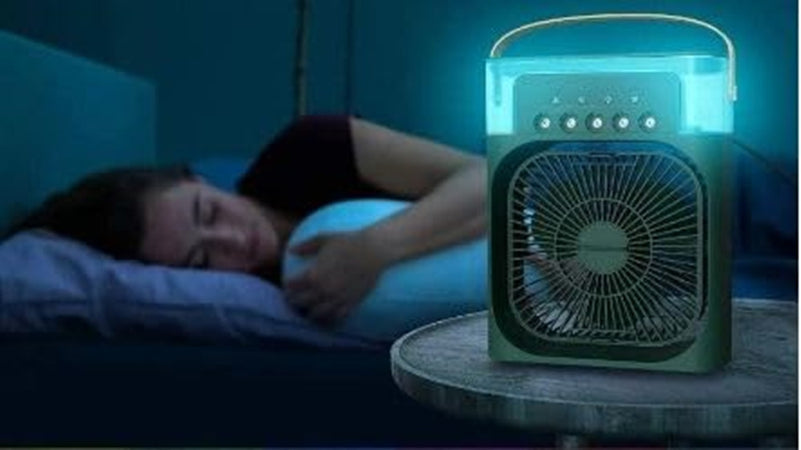 Mini Ventilatore Portatile Refrigeratore Luce Led A 7 Colori 3 Velocità 3 Modalità Spruzzo