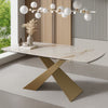 Tavolo Procyon con gambe verniciatura spazzolata e piano in ceramica, design moderno, 180/260 x 90 x h 75 cm