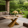 Tavolo Procyon con gambe verniciatura spazzolata e piano in ceramica, design moderno, 180/260 x 90 x h 75 cm