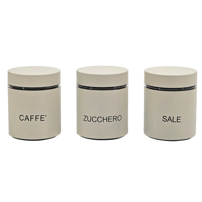 Set Di 3 Barattoli Da Cucina Colore Crema Capacità Da 75 Cl Design Moderno Elegante