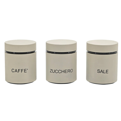 Set Di 3 Barattoli Da Cucina Colore Crema Capacità Da 75 Cl Design Moderno Elegante
