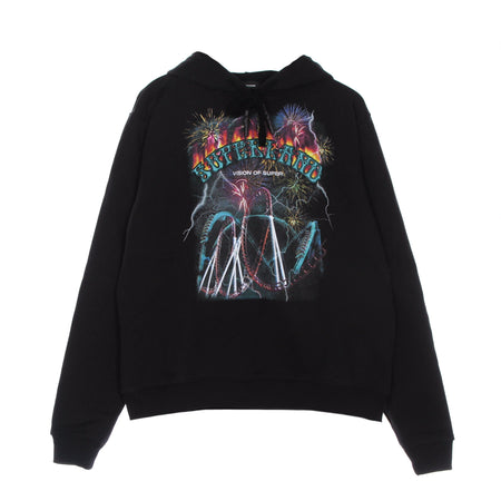 VISION OF SUPER Felpa Leggera Cappuccio Uomo Rides Print Hoodie Black da uomo