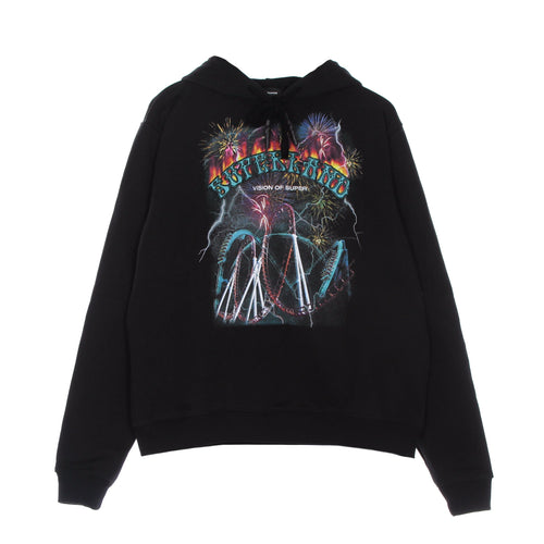 VISION OF SUPER Felpa Leggera Cappuccio Uomo Rides Print Hoodie Black da uomo