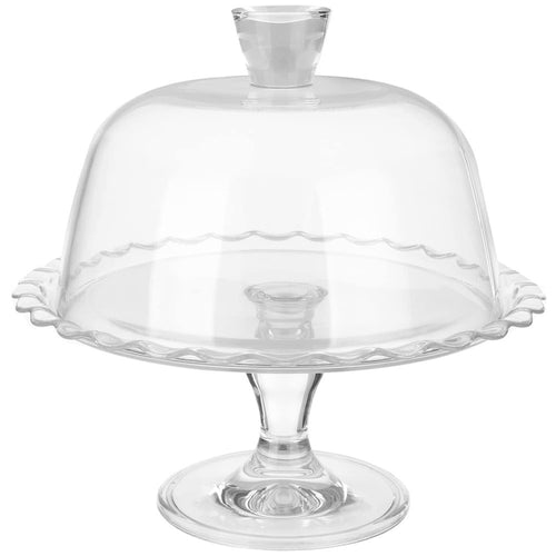 Alzata Porta Torta Dolci Pasticcini Con Coperchio Trasparente Vetro 26 X 26 X 26 Cm