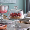 Alzata Porta Torta Dolci Pasticcini Con Coperchio Trasparente Vetro 26 X 26 X 26 Cm