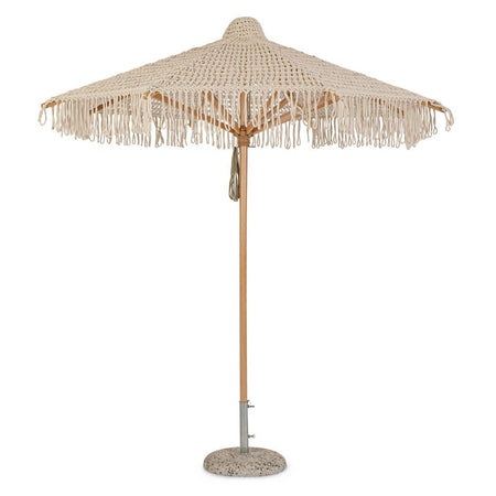 Ombrellone "Macrame" con struttura in legno di faggio, palo da ø 250 cm