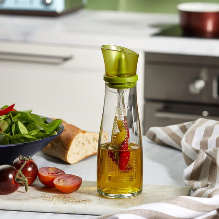 Oliera Con Infusore In Vetro Verde Capacità Da 250 Ml Per Condire Alimenti Cucina