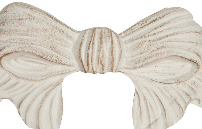 Biscottini Decoro a forma di fiocco in legno finitura bianco anticato L22xPR3xH12 cm Made in Italy