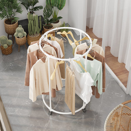 Telaio Circolare Tondo Con Ruote 360° Supporto Rotante Per Negozio Abbigliamento