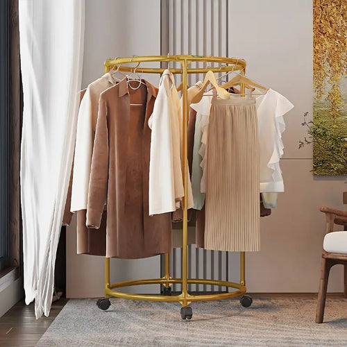 Telaio Circolare Tondo Con Ruote 360° Supporto Rotante Per Negozio Abbigliamento