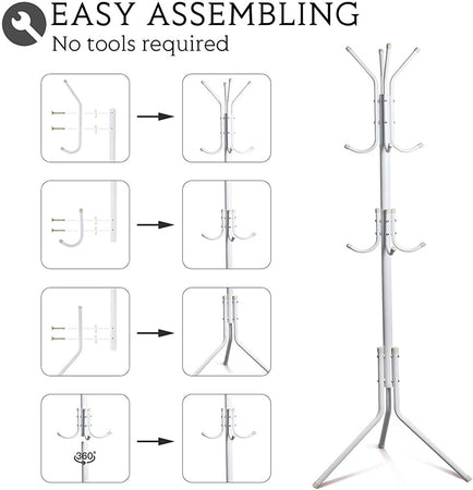 Appendiabiti Indipendente Con 12 Ganci Multiuso Per Ombrelli Borse Giacche 170 X 42 Cm