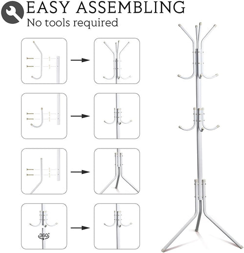 Appendiabiti Indipendente Con 12 Ganci Multiuso Per Ombrelli Borse Giacche 170 X 42 Cm