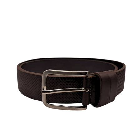 Ecoprice Cintura Cinta Uomo In Vera Pelle Made in Italy Cuoio Casual Classica Regolabile Marrone Scuro Tramata