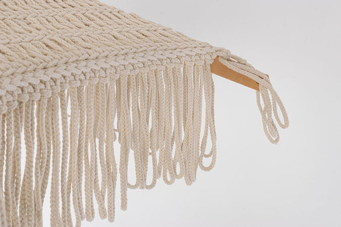 Ombrellone "Macrame" con struttura in legno di faggio, palo da ø 250 cm