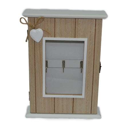 Bacheca Portachiavi In Legno 6 Ganci In Metallo Design Cuore Con Fiocchetto In Canapa