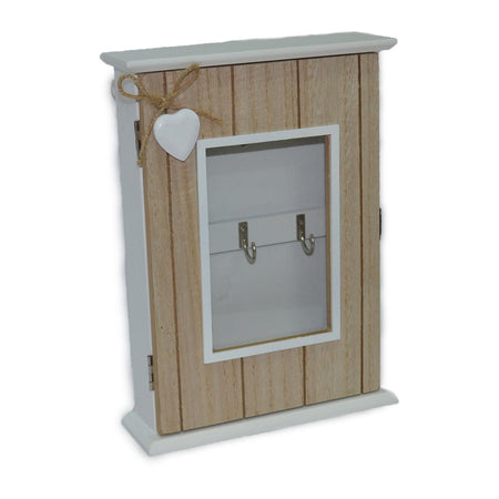 Bacheca Portachiavi In Legno 6 Ganci In Metallo Design Cuore Con Fiocchetto In Canapa
