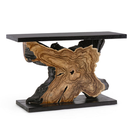 Consolle "Sherwood" con struttura interna in radici di Teak, per interno