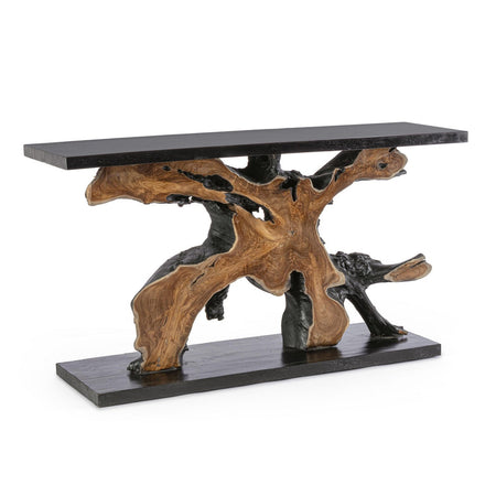 Consolle "Sherwood" con struttura interna in radici di Teak, per interno