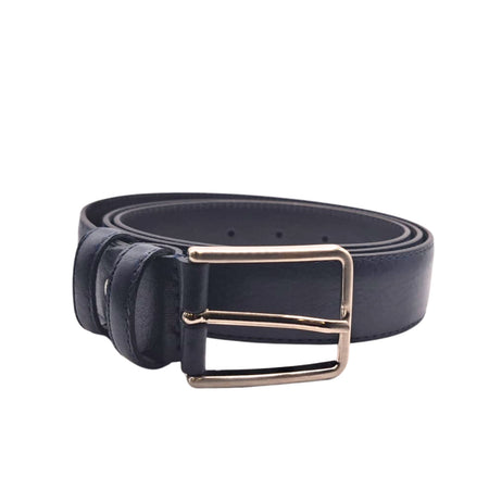 Ecoprice Cintura Cinta Uomo In Vera Pelle Made in Italy Cuoio Casual Classica Regolabile Blu