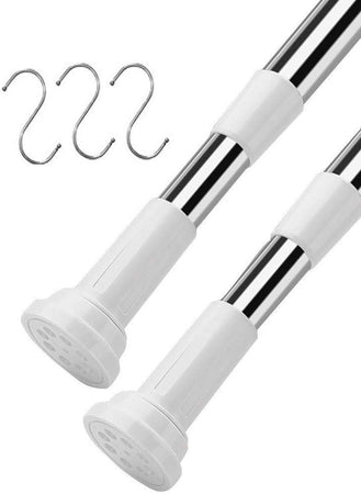 Bastone Per Tenda Doccia Asta Regolabile Palo Telescopico In Acciaio 50-80 Cm Con 3 Ganci
