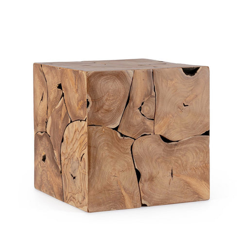 Tavolino Elwood cubo in radici di teak originali per arredamento