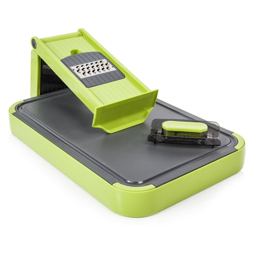 Mandolina Tagliere 6 In 1 Con Lame Ultra Resistenti Design Compatto Verde Grigio Cucina