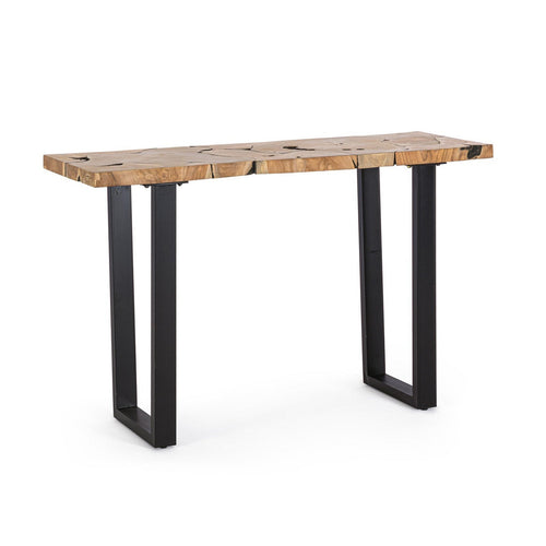 Consolle Elwood con piano in radici di teak originali, 120 x 40 x 75h cm