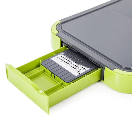 Mandolina Tagliere 6 In 1 Con Lame Ultra Resistenti Design Compatto Verde Grigio Cucina
