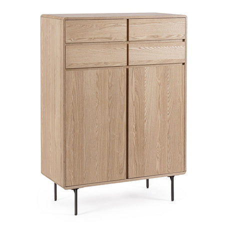 Mobile credenza "Widald" in mdf-legno di frassino, gambe in acciaio, per interno