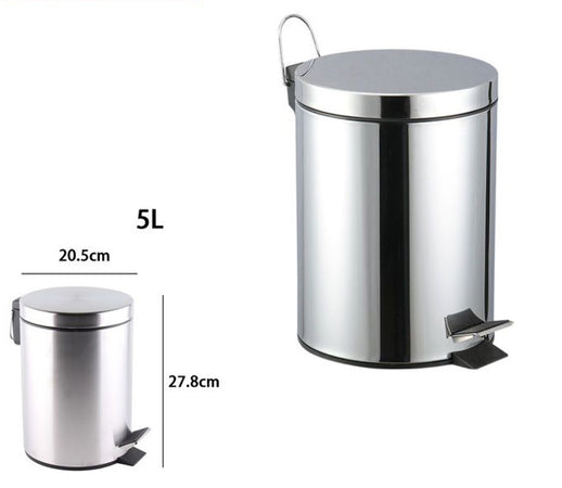 Pattumiera In Acciaio A Pedale Da Bagno 5lt Bidone Cestino Spazzatura Differenziata 87442