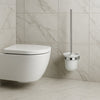 Porta Scopino Per Wc In Acciaio Satinato Con Bicchiere Vetro Satinato Arredo Bagno 87913