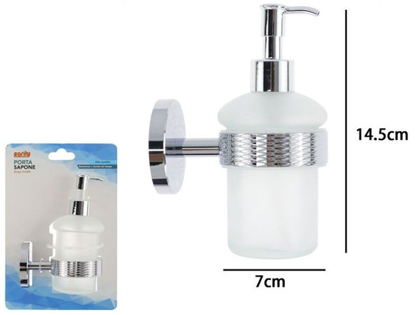 Dispenser Porta Sapone Per Sapone Liquido In Acciaio Vetro Accessorio Arredo Bagno 87918