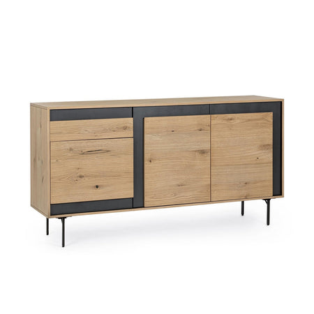 Credenza "Stanwood" con 3 ante e 3 cassetti, in mdf, finitura in rovere