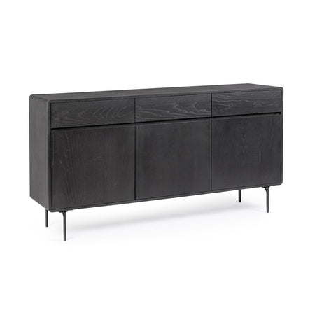 Mobile credenza "Widald" in mdf-legno di frassino, gambe in acciaio, per interno