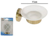 Porta Sapone In Acciaio Oro Con Piattino Vetro Satinato Accessorio Da Bagno 87927