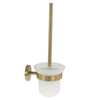 Porta Scopino Per Wc In Acciaio Oro Con Bicchiere Vetro Satinato Accessorio Bagno 87935